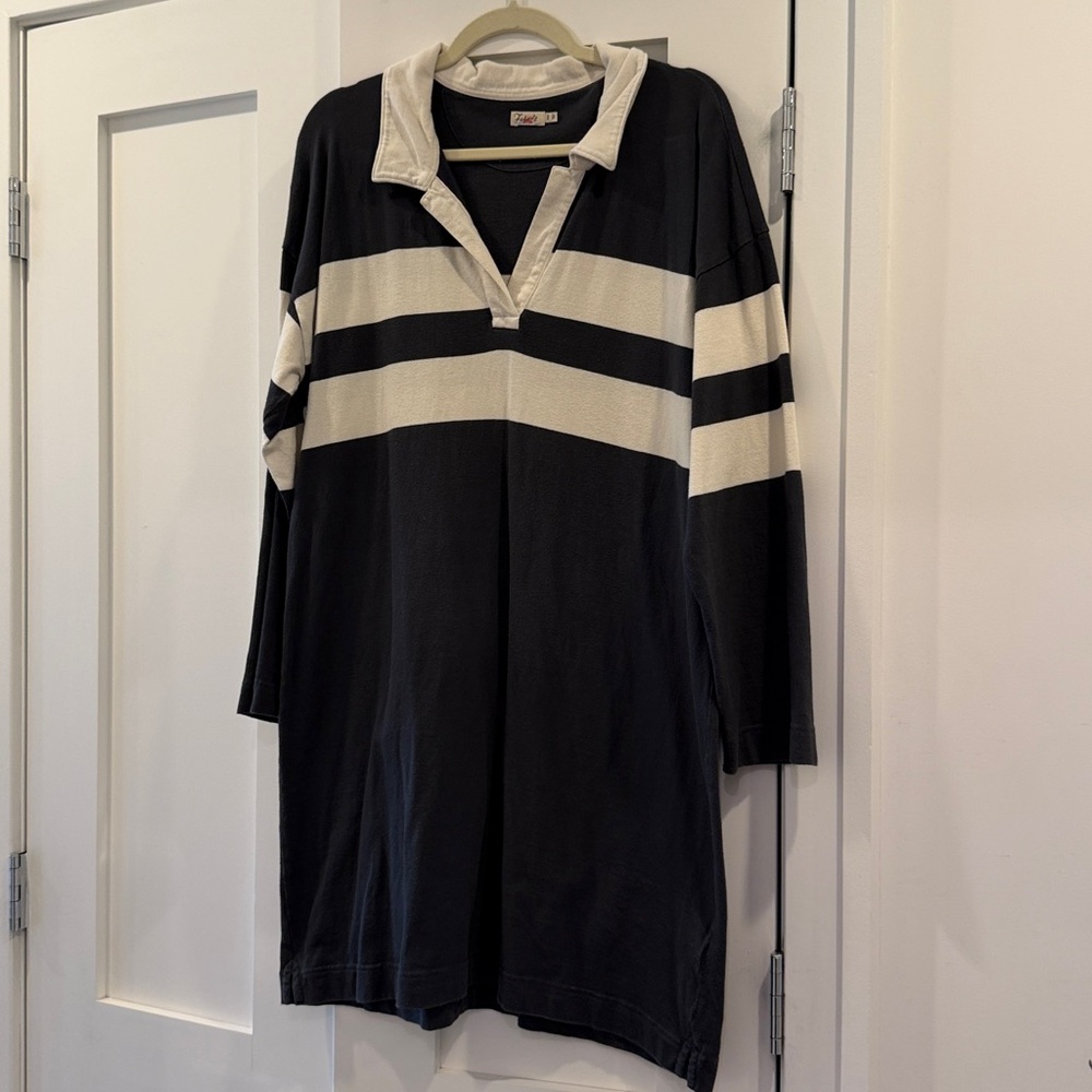 Faherty Preppy Varsity Stripe Rugby Jersey Polo Sweatshirt Dress